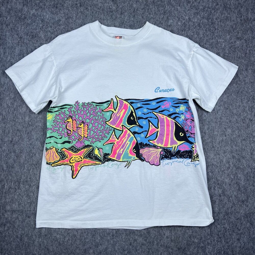 Vtg Fun N Sun Men's T-Shirt Wrap Around Graphic Single Stitch Made in USA Sx 2XL